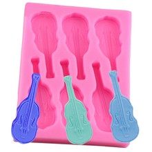 Molde de silicone para violino 3d, de alta qualidade, molde para guitarra, fondant, ferramentas de decoração, chocolate, açúcar, arte, displays 2024 - compre barato