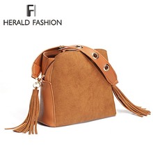 Herald Fashion Exquisite Women Bucket Bag Vintage Tassel Messenger Bag High Quality Retro Shoulder Bag Simple Crossbody Bag Tote 2024 - buy cheap