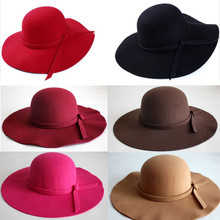 Sombrero de fieltro de lana con ala ancha Vintage para mujer 2024 - compra barato