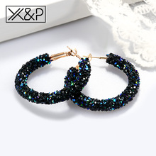 X&P Vintage Korean Big Earrings for Women Female Fashion Gold Cubic zirconia Drop Dangle Earring Geometric earings Jewelry 2019 2024 - buy cheap