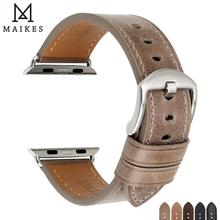 MAIKES Watch Accessories Apple Watch 44mm For Band Apple watch series 4 44mm 42mm 40mm 38mm Genuine Leather iwatch Bracelets 2024 - buy cheap