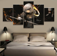 5 Panel NieR:Automata 2B Game Canvas Printed Painting For Living Room Wall Art Home Decor HD Picture Artworks Modern Poster 2024 - buy cheap