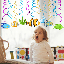 Decoração infantil de aniversário em pvc tema de peixe colorido com fita de pvc, acessórios de festa para chá de bebê 2024 - compre barato