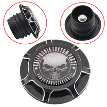 Motorcycle Skull  Gas Tank Oil Cap Black 3D Effect 360 Adjusted Degree Fits For Harley Softail Touring  Sportster Aluminum 2024 - buy cheap