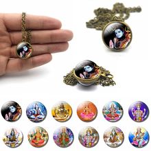 Lakshmi Goddess God Ganesh Ball Necklace Double Face Glass Cabochon Jewelry Buddha Pendant Religion Amulet Women Gifts 2024 - buy cheap