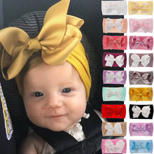 Diadema suave con lazo para bebés, turbante con nudo grande, envoltura para la cabeza 2024 - compra barato