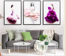 Pintura de flores estilo escandinavo, rosa, em tela de parede, impressões nórdicas, imagem decorativa moderna para casa e quarto 2024 - compre barato