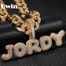 UWIN Big Clasp Custom Name Letters Pendant With 20mm Cuban Link Chain Iced Cubic Zirconia Fashion Jewelry Pendant Necklaces 2024 - buy cheap