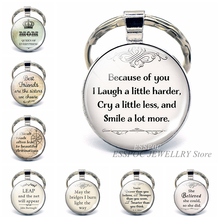 Best Friends Quote Key Chain Ring " Because of You I Laugh A Little Harder, Cry A Little Less " Friendship Keychain Pendant Gift 2024 - buy cheap