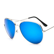 Óculos de sol, armação de metal, óculos de luxo, vintage, unissex, espelhado, azul 2024 - compre barato