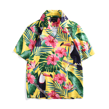 2019 verão casual casal camisa de impressão toucan estilo tropical dos desenhos animados 3d impressão havaiano camisa plus size camisa masculina 2024 - compre barato