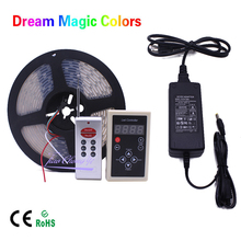 DC12V 5M Chasing Dream Magic Color RGB 5050 WS2811 IC LED Strip Light +WS2811 RF Remote controller +12V 5A LED Power 2024 - buy cheap