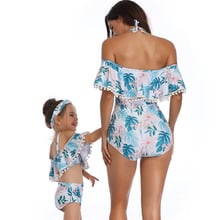 Mãe de cintura alta biquínis verão combinando roupas mamãe família maiô mãe filha maiô biquíni 2024 - compre barato