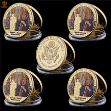 5PCS/Lot OUSA 45th President Red Tie Trump Silver/Gold Plated Metal Challenge Souvenir Coin Value 2024 - buy cheap