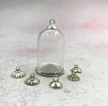 10 шт./лот 30x20 мм прозрачные трубки колокольчики стеклянные глобусы пузырьки с металлическим основанием крышка лотка стеклянная бутылка для желаний ожерелье стеклянная крышка 2024 - купить недорого