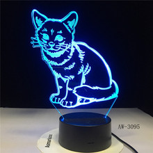 3D LED ночник оповещение Кот с 7 видов цветов свет для украшения дома лампа удивительная визуализация Иллюзия Прямая поставка подарок AW-3095 2024 - купить недорого