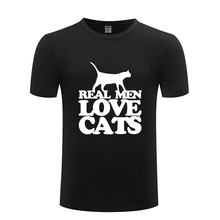 Camiseta creativa para hombres, camisa de manga corta de algodón con cuello redondo, con estampado de gatos amorosos reales, novedad de 2018 2024 - compra barato