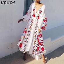 VONDA Plus Size Bohemian Dress Floral Print Vestido Summer Spring 2020 Women Vintage Casual Loose V Neck Maxi Long Dress S-5XL 2024 - buy cheap