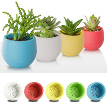 Mini maceta redonda de plástico para plantas, maceta creativa ecológica para decoración de jardín, oficina y hogar, colorida 2024 - compra barato