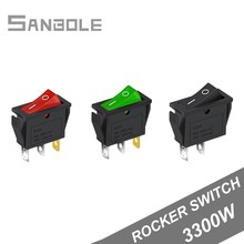 Rocker Switch Power Push Button electrical Ship Type with Lamp light 3 pins 16A/250VAC 20A/125VAC Red/Green/Black (10PCS) 2024 - buy cheap