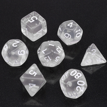 7pcs/lot White Polyhedral Transparent Dices Multi-side with Cloth Bag For RPG Game Role Playing Tools 2024 - buy cheap