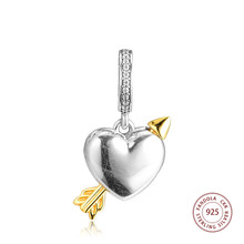 Berloque de prata esterlina 100%, edição limitada, flecha do amor, ajuste original, pulseira, contas para fabricação de joias, 925 2024 - compre barato