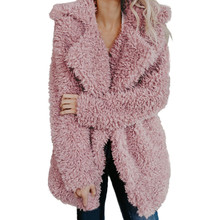 fur coat Womens Ladies Warm Artificial Wool Coat  Jacket Lapel Winter Outerwear Winter Tops Fux Fur Long Sleeve Lapel coat 2024 - buy cheap