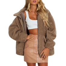 Winter Women Faux Fur Coat Solid Color Long Sleeve Turn-down Collar Pocket Fluffy Jacket Warm Outerwear 2019 teddy bear coat 2024 - buy cheap