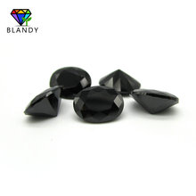 100 unids/lote 12*16mm máquina de forma ovalada cortar cuentas de gemas de vidrio negro sintético para joyería 2024 - compra barato