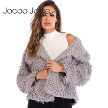 Jocoo Jolee Women Faux Fur Thick Coat Winter Female Casual Jacket Solid Loose Cardigan Oversized Fluffy Coat Outwear Streetwear 2024 - buy cheap