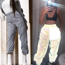 High Waist Sweat Pants Reflective Female Joggers Trousers Glitter Baggy Sweatpants Women Hipsters Streetwear Harajuku Hip Hop 2024 - buy cheap