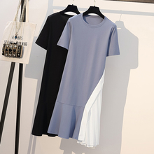 Plus Size Summer T Shirt Dress 2020 5XL New Fashion Women Casua Black Blue White Loose Elegant Female Pleated Dresses Big Cloth 2024 - buy cheap