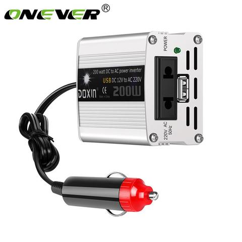 Автомобильный преобразователь Onever, зарядное устройство, 200 Вт, 12 В постоянного тока в переменный ток, 220 В, модифицированная Синусоидальная волна, автомобильный адаптер USB 2022 - купить недорого