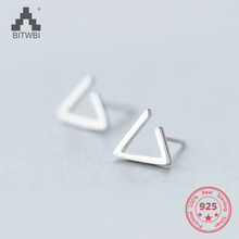 Brinco triangular geométrico 100%, brinco de prata esterlina 925 2024 - compre barato
