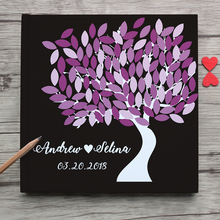 Custom White Wedding Guest Book,Personalized Tree Purple Leaves Wedding Guest Book Alternatives Sign,Retro Photo Album 2024 - buy cheap