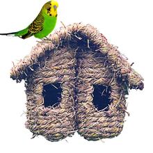 Bird House Double Sloping Roof Straw Grass Woven Decay Resistant Bird Nest Shelter for Humming Bird Wren Sparrow Swallow Small B 2024 - buy cheap