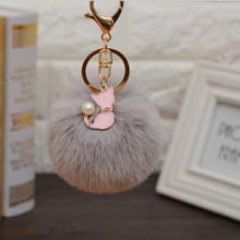 Trinket Fluffy Artificial Fur Ball Key Chain Pompon Keychain Pompom with Cat Animal Keychains For Woman Car Bag Keyring EH307 2024 - buy cheap