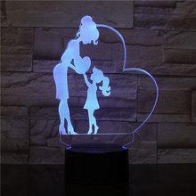 Luz de noche LED 3D con USB para niños y niñas, figura de corazón de amor para madre e hija, regalos de cumpleaños para bebés, luces decorativas, lámpara de mesa 2474 2024 - compra barato