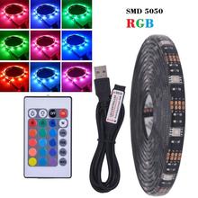 DC 5V USB Tira CONDUZIDA 5050 RGB Impermeável Luz Tira Flexível 50cm 2m 3m 4m 5m 24Key Controle Remoto para TV Fundo Iluminação 2024 - compre barato