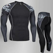 Men's gym training t-shirt quick dry jogging suits MMA rashgard kit mens tights S-4XL Bodybuilding T-Shirt  compression suit 2024 - buy cheap