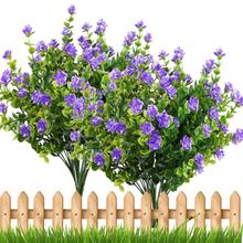 Plantas falsas de BMBY-4pcs, arbustos artificiales de vegetación, ramas de eucalipto con flor de respiración de bebé púrpura, arbustos de plástico 2024 - compra barato