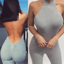 Fashion Women Bandage  Backless Sleeveless Halter Jumpsuit Clubwear Playsuit Bodycon Party Jumpsuit Romper Long Trousers 2024 - buy cheap