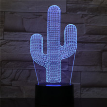 3D светодиодные настольные лампы в виде кактуса для спальни, 7 цветов, USB, ночники в виде растений с сенсорным управлением, подарок детям, друзьям на день рождения, 2367 2024 - купить недорого