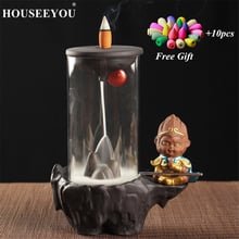 10Pcs Incense Cones + Sun Wukong Waterfall Incense Burner with Acrylic Cover Stick Backflow Incense Holder Aromatherapy Censer 2024 - buy cheap