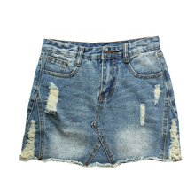 Summer Jeans Skirt Women Mid Waist Ripped Holes Denim Skirts Female Mini Jupe Femme Casual A-line Skirt Faldas Mujer Moda 2021 2024 - buy cheap