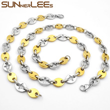 SUNNERLEES Jewelry Stainless Steel Necklace Bracelet Set 11mm Geometric Link Chain Silver Color Gold Plated Men Women SC107 S 2024 - buy cheap