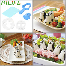 HILILFE 1 set Penguin Sushi Maker Mold Sandwich Rice Ball Mould Sushi Nori Punch Pad Bento Tool Cooking Tools Rice Ball Mould 2024 - buy cheap