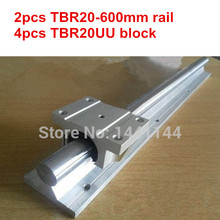 TBR20 linear guide rail: 2pcs TBR20 - 600mm linear  rail + 4pcs TBR20UU Flange linear slide block 2024 - buy cheap