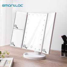 Smartloc 2X увеличительное светодиодное освещение с сенсорным экраном, настольное зеркало для макияжа, зеркала для ванной, туалетный столик, косметическое зеркало, вращающееся на 360 градусов 2024 - купить недорого
