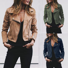 2019 Fashion Women's Ladies Flannel Jackets Zip Up Biker Casual Coats Flight Tops Clothes 2024 - buy cheap